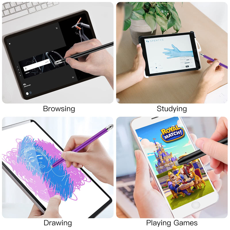 [Australia - AusPower] - Stylus Pens for Touch Screens,Granabol Sensitivity Capacitive Stylus 4 in 1 Touch Screen Pen with 8 Extra Replaceable Tips for iPhone iPad Tablets All Universal Touch Devices(2Pcs) (Black+Purple) 