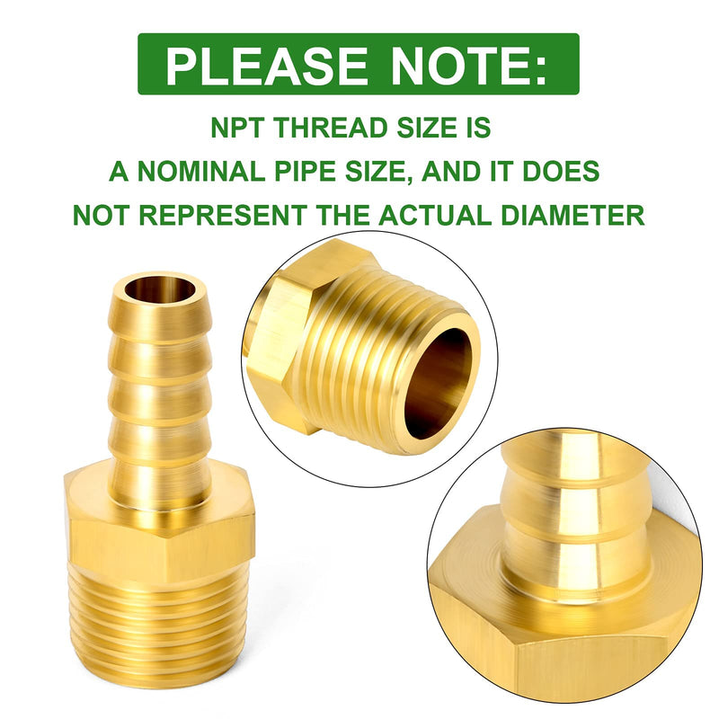 [Australia - AusPower] - TAISHER 5 PCS Brass of Hose Barb Fittings 1/2"(12.7mm) Barb x 1/2" MNPT Pipe Adapter Air Hose Fitting with 5 PCS Hose Clamp 1/2" Barb x 1/2" MNPT 