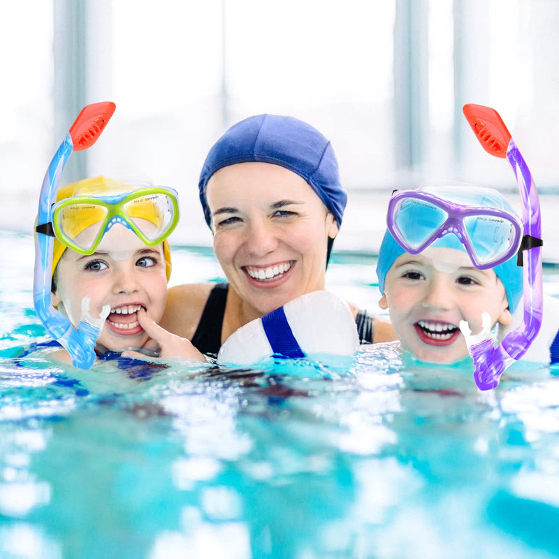 [Australia - AusPower] - Kids Snorkel Set Dry Top Snorkel Mask Snorkeling Gear for Kids Youth Boys Girls Junior Age 5-15,Tempered Glass Swimming Diving Scuba Goggles 180 Degree Panoramic View 