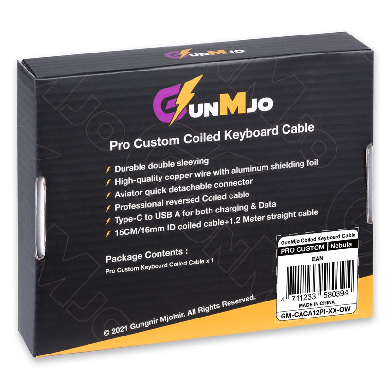 [Australia - AusPower] - GunMjo Pro Custom Coiled USB C Cable for Gaming Keyboard, Double-Sleeved Mechanical Keyboard Cable with Detachable Metal Aviator, 1.5M USB-C to USB-A, Nebula Color 