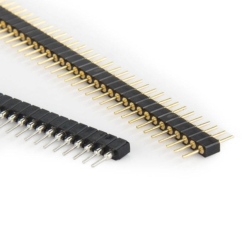 [Australia - AusPower] - DIYhz Male and Female Pin Header (2pair) Gold Plated (ROHS) Single Row Round Pin 1 * 40 40P Straight Needle Male PCB Pin Header 2.00 mm Male Pin Header Connector Gold Used in Computer and Breadboard 