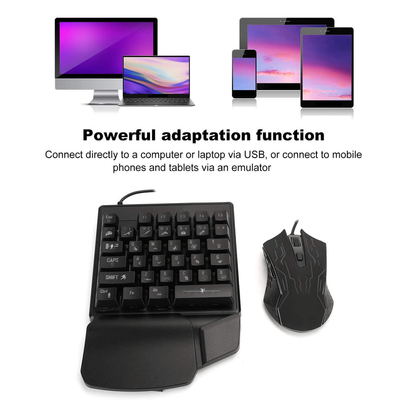 [Australia - AusPower] - 214 Keyboard and Mouse Combo,Wired USB One‑Handed Computer Gaming Keyboard and Mouse Set,for Game Lovers 