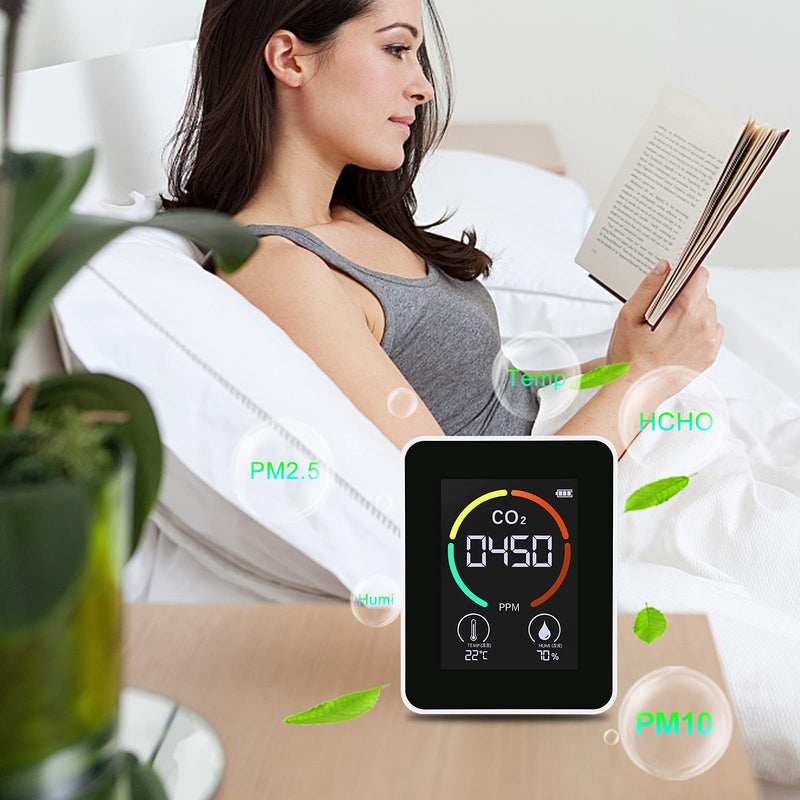 [Australia - AusPower] - Air Quality Monitor Indoor, CO2 Detector, 3 in 1 Air Pollution CO2 Detector, Temperature, Humidity Professional Sensor Real-Time Readings, CO2 Alarm Meter 
