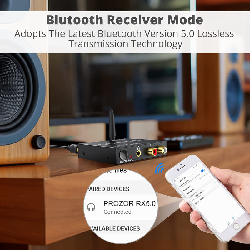 [Australia - AusPower] - PROZOR 192k Digital to Analog Audio Converter with Bluetooth 5.0 Receiver Digital Toslink Optical to 3.5mm, Coaxial Toslink to Analog Stereo L/R RCA 3.5mm Audio Adapter 