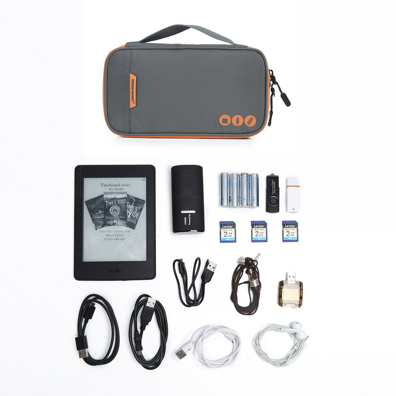 [Australia - AusPower] - BAGSMART Electronic Organizer Travel Cable Organizer Bag Portable Electronic Accessories Bag for Cable, USB, Grey Grey and Orange 