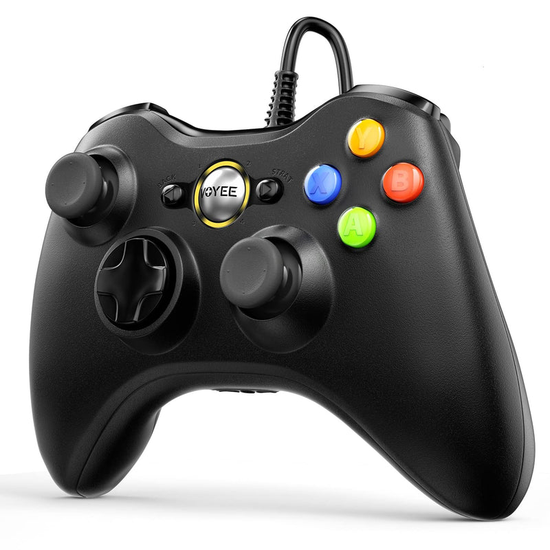 [Australia - AusPower] - VOYEE Xbox 360 Controller, PC Gaming Controller Wired Xbox Controller Compatible with Microsoft Xbox 360 & Slim/PC Windows 10/8/7, Upgraded Joystick, Double Shock | Enhanced (Black) Black 