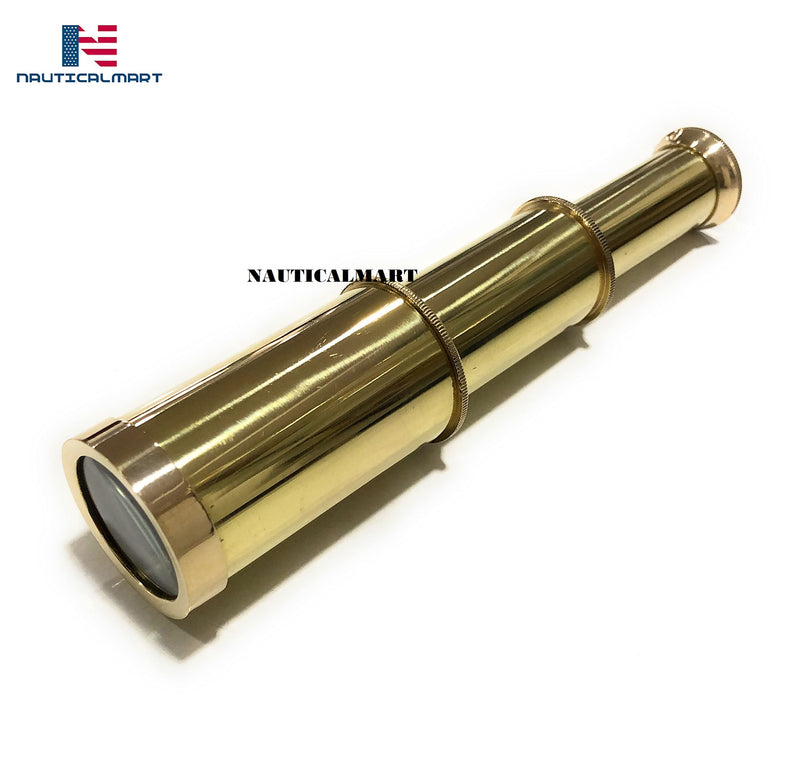 [Australia - AusPower] - Captains 6" Brass Handheld Mini Telescope with Wooden Box Nautical Collectibles 