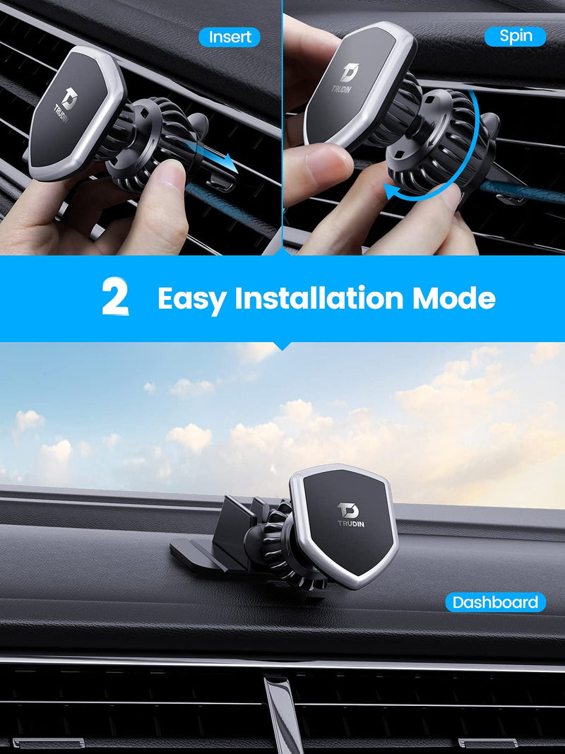 [Australia - AusPower] - 【Military-Grade Magnetic Vent Hook】 Phone Holder for Car【Ultra Sturdy】 Hands-Free Car Phone Holder Mount【Sharp Turns & Bumpy Roads Friendly】 Compatible with iPhone, Samsung,All Smartphones (Short Arm) Short Arm 