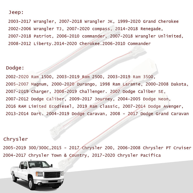[Australia - AusPower] - RED WOLF for 2002-2019 Jeep Wrangler JK, Chrysler, Dodge Vehicles Aftermarket Front Rear Door Speaker Wire Harness Connector Plug Adapter 4 pc 