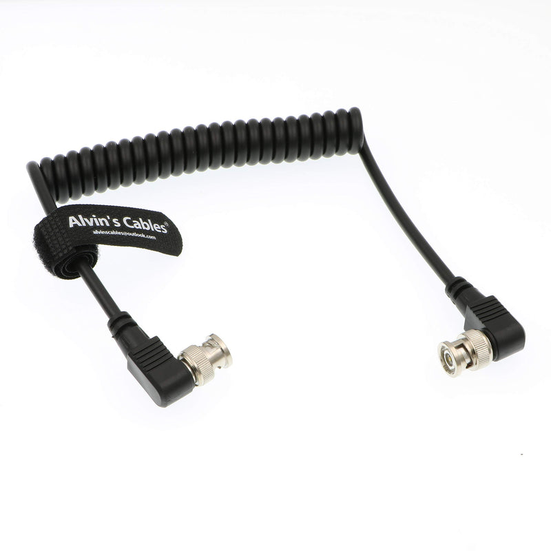 [Australia - AusPower] - Alvin's Cables BNC to BNC Coiled Cable 3G SDI Cable Right Angle BNC to Right Angle BNC for Blackmagic 90° to 90° Black 