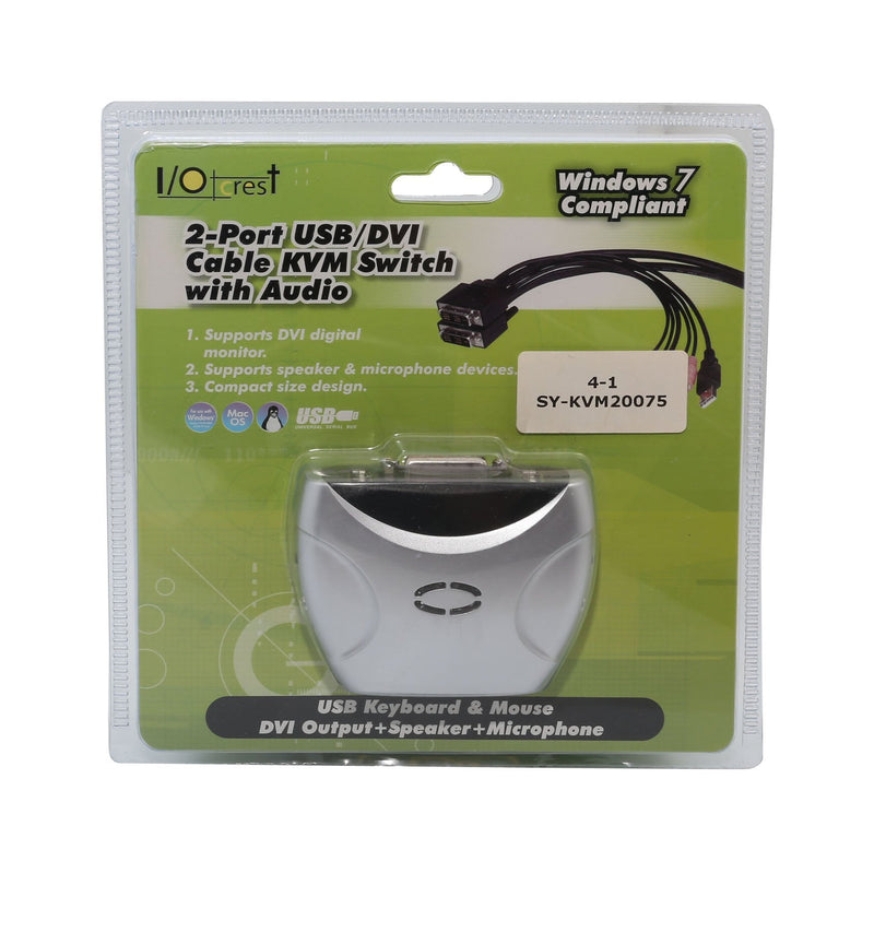 [Australia - AusPower] - 2 Port KVM Switch 1920 X 1200 - DVI W/ Audio and USB 2.0 Hub – Display/ Screen KVM Switch - DVI 3.9 ft Cables 2 Port DVI + USB 2.0 with Audio / Mic 