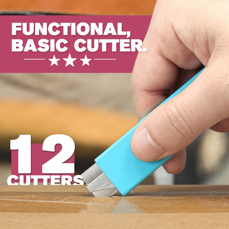[Australia - AusPower] - Lnchett Box Cutter, 12-Pack Retractable Cardboard Mini Box Cutter for Packages, Boxes and Paper, All Metal Tough Sheath, Functional Basic Cutter with Case, Lock Ball Design 