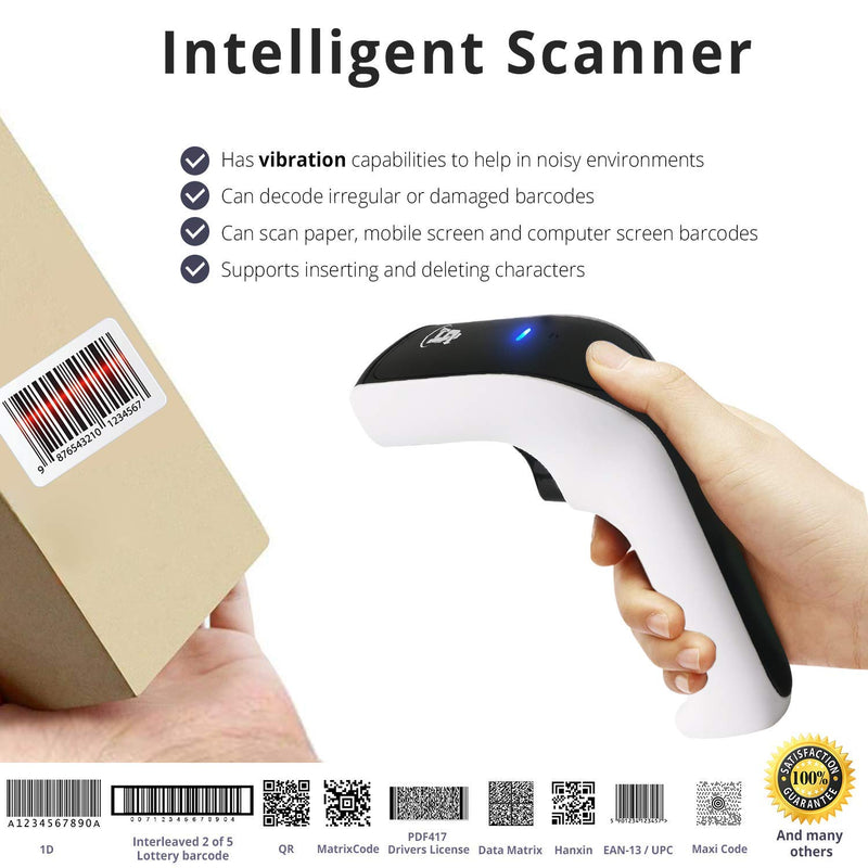 [Australia - AusPower] - ScanAvenger Wireless Portable 1D&2D with Stand Bluetooth Barcode Scanner: Hand Scanners 3-in-1 Vibration, Cordless, Rechargeable Scan Gun for Inventory - USB Bar Code/QR Reader (No Next Gen Stand) No Next Gen Stand 