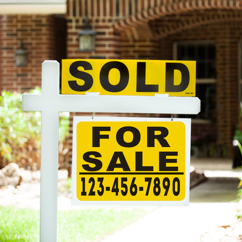 [Australia - AusPower] - 6 Pack Bundle of Real Estate Rider Signs 6x24" - For Sale, Open House, Sold, Coming Soon, Sale Pending, New Listing - Double-Sided, Waterproof Corrugated Plastic, Made in America (Black Letters) Black Letters 