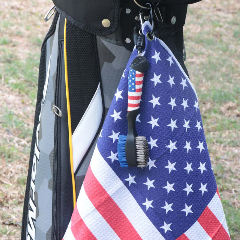 [Australia - AusPower] - Golf Club Brush and Groove Cleaner Golf Cleaning kit with Golf Towels for Golf Bags for Men Magnet for Strong Hold to Golf Carts or Clubs 