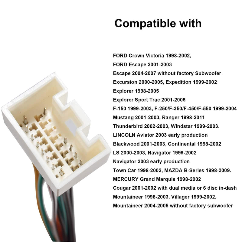 [Australia - AusPower] - RED WOLF for Ford F150 Escape Explorer Lincoln Mercury 1998-2005 Radio Stereo Wire Harness Power Connector Cable Adapter 