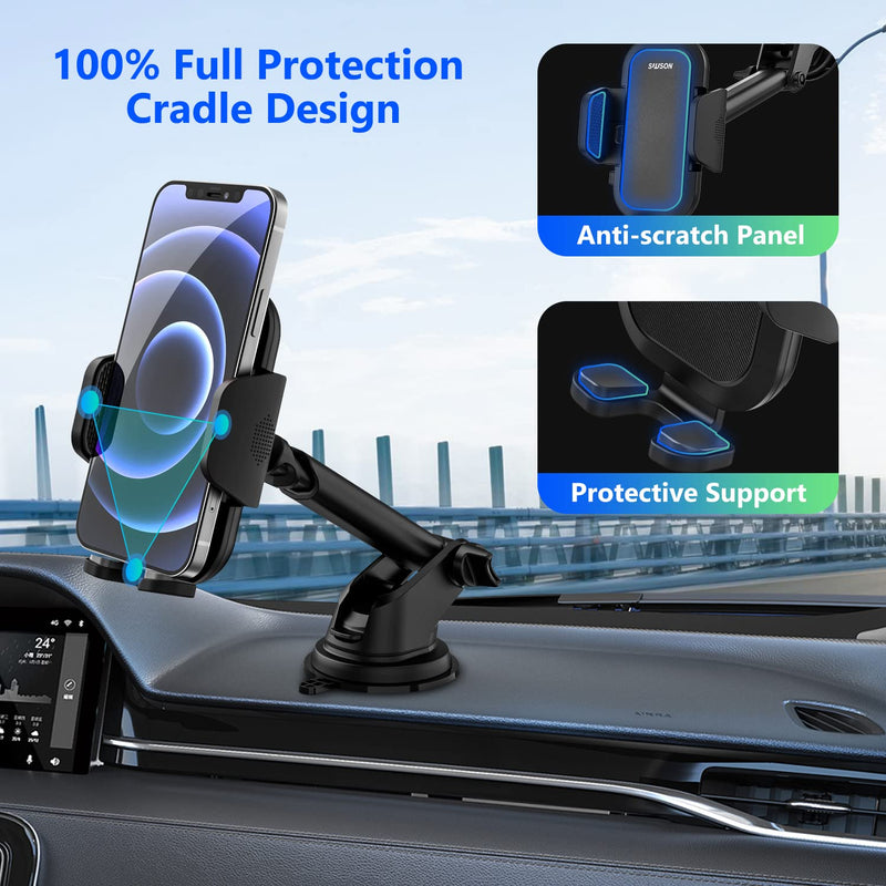 [Australia - AusPower] - SUUSON Car Phone Holder Mount -3in1 Long arm Car Phone Holder, Suitable for car Dashboard/Windshield/Vent, car Adjustable Phone Holder, Compatible with All Smart Phones and Cars (Black) 