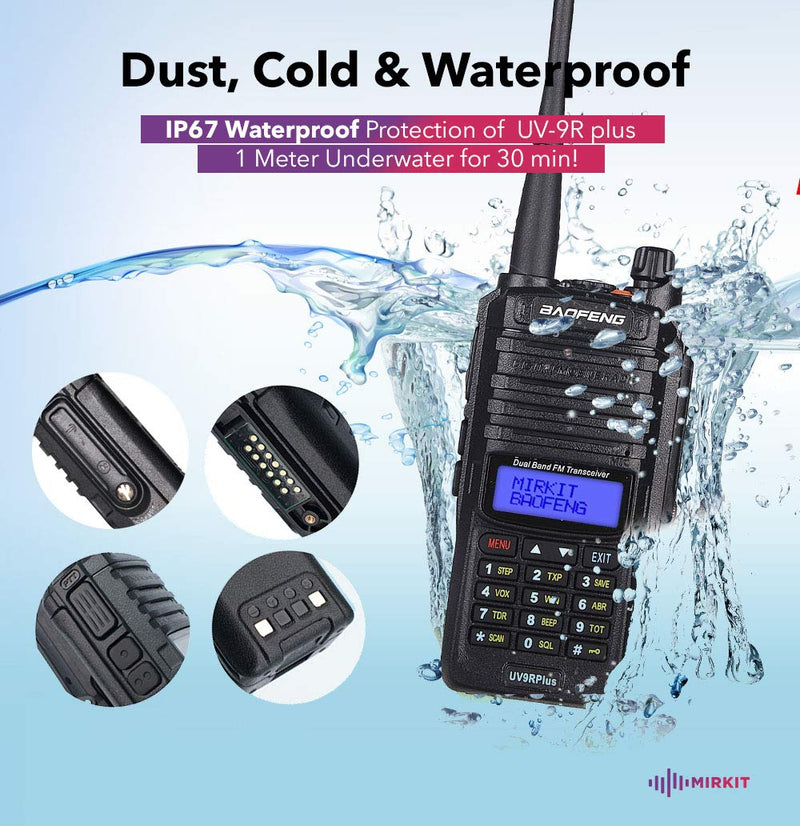 [Australia - AusPower] - Mirkit Waterproof Baofeng Radio UV-9R Plus MK1 (UV-82 3rd gen) 8 Watt Max Power Ham Radio Handheld & 2200mAh Baofeng Battery, IP67 Portable Radio: Dust, Cold & Waterproof Radio 2022 IP67 1 X 