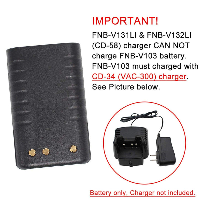 [Australia - AusPower] - FNB-V103LIA FNB-V103Li 1380mAh Li-ion Battery Compatible for Vertex VX-231 VX231 VX-230 VX230 VX-234 VX234 VX-228 VX228 FNB-V103 FNB-V104 (Fits for CD-34/VAC-300 Charger) 