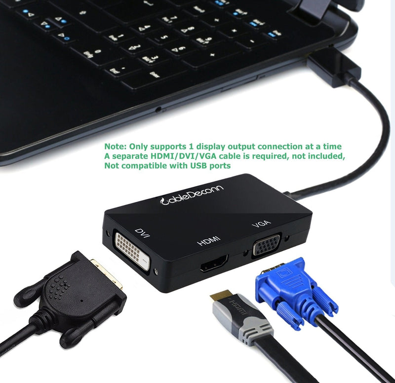 [Australia - AusPower] - CABLEDECONN Multi-Function Displayport Dp to HDMI/DVI/VGA Male to Female 3-in-1 Adapter Converter Cable DisplayPort to HDMI VGA DVI 