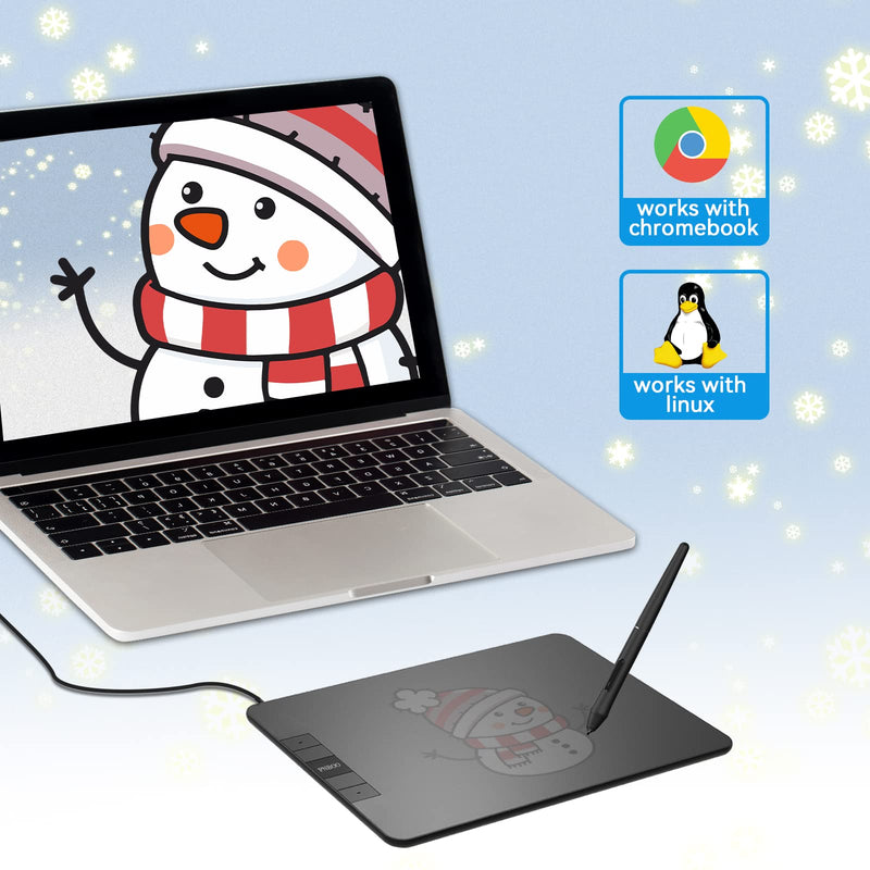 [Australia - AusPower] - PNBOO PN640 Drawing Tablet, 8192 Professional Levels Pressure, Support Chromebook Linux Android Windows Mac, with Battery-Free Stylus, 4 Hot Keys, 6x4 Inches Active Area Small 