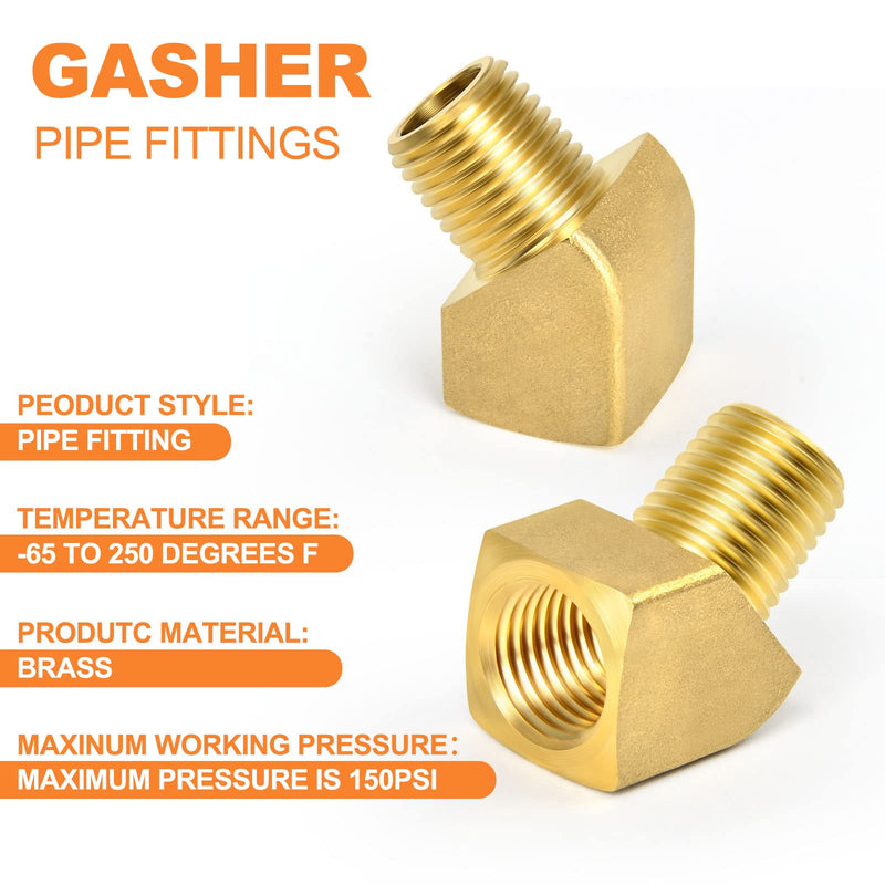 [Australia - AusPower] - GASHER 5PCS 45 Degree Street Elbow Brass Pipe Fitting 1/4" NPT Female x 1/4" NPT Male 5PCS 45-Degree 