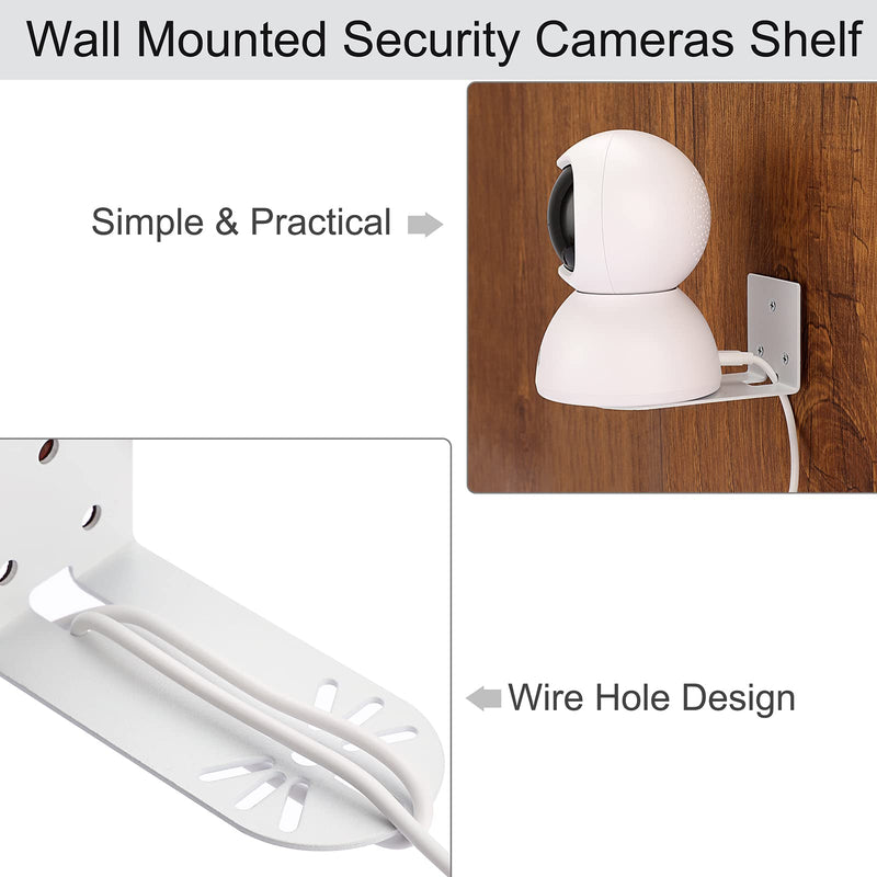 [Australia - AusPower] - Sumnacon 3PCS Wall Mount Camera Shelf- Metal Small Wall Shelf with Adhesive,Universal Small Floating Shelf for Security Cameras, Speakers,White 