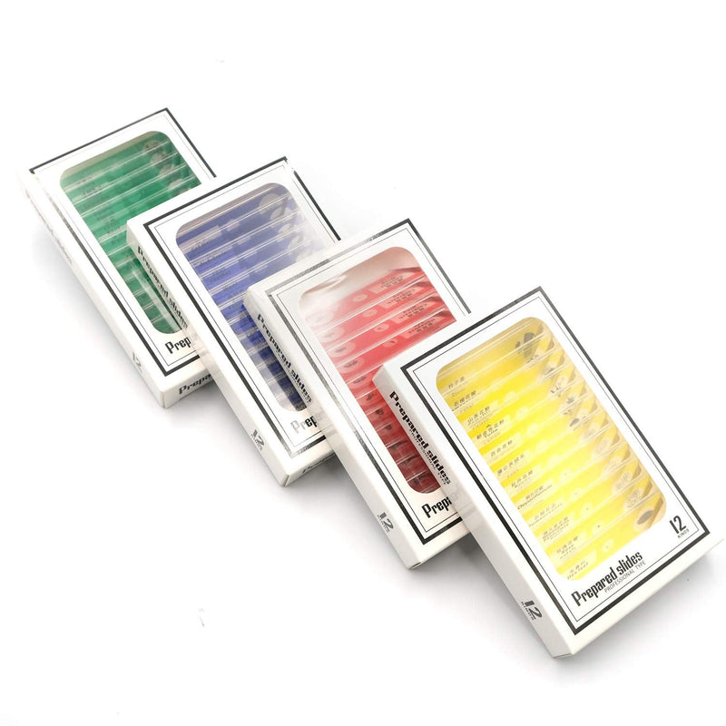 [Australia - AusPower] - QIXINSTAR 48pcs Prepared Plastic Microscope Slides Biological Specimen with 4 Boxes for Children Student Enlighten Education 