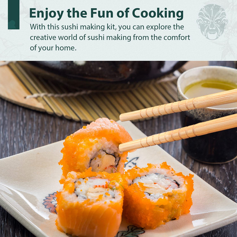 [Australia - AusPower] - Soeos Beginner Sushi Making Kit, 10 Piece Bamboo Sushi Kit with 2 Bamboo Rolling Mats, 5 Pairs Chopsticks, Paddle, and Spreader, All Natural, Sushi Making Kit Gift Set, Sushi Maker Kit, Sushi Maker. 
