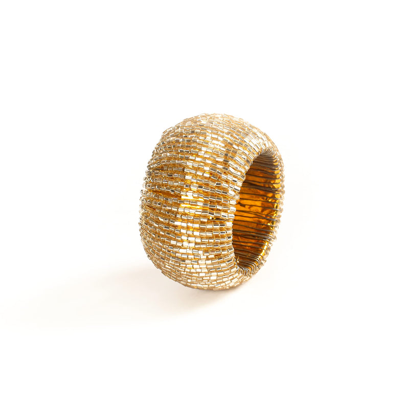 [Australia - AusPower] - Handcrafted Classical Beaded Napkin Ring, Wedding Party Decoration, Thanksgiving Napkin Ring, Decorative Napkin Ring - A Beautiful Emphasize to Set Your Dining Table With Style - Set of 12 - Gold 12 Pack Tubular Beads 