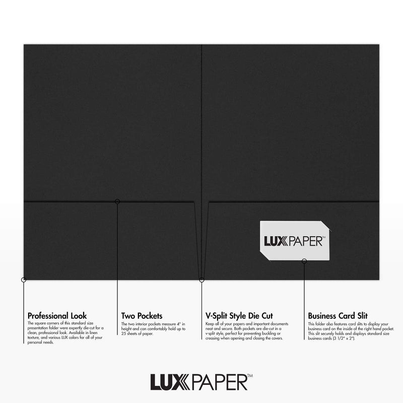 [Australia - AusPower] - 9 x 12 Presentation Folders - Midnight Black (10 Qty) | Perfect for Tax Season, Brochures, Sales Materials and so Much More!| LUX-PF-56-10 