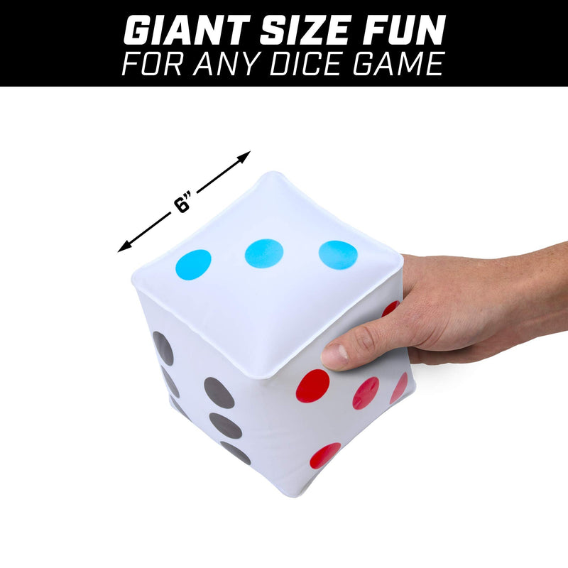 [Australia - AusPower] - GoSports Giant 6" Inflatable Dice 6 Pack with Tote Bag and Dry Erase Scoreboard for Rollzee and Farkle Games - 6" Jumbo Size 