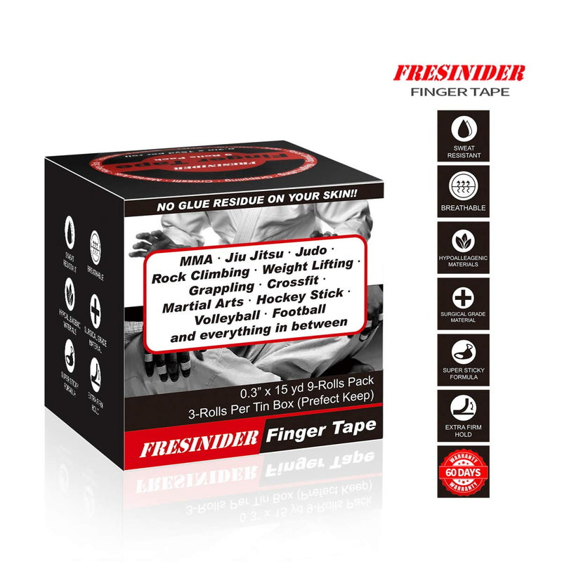 [Australia - AusPower] - FRESINIDER Finger Tape - Strong Athletic Tape | 0.3” x 45 Feet (9 Pack) Tin Set | No Sticky Residue | for Rock Climbing, BJJ Jiu Jitsu, Grappling, Judo, MMA, Rock Climbing and Martial Arts (Pink) Pink 