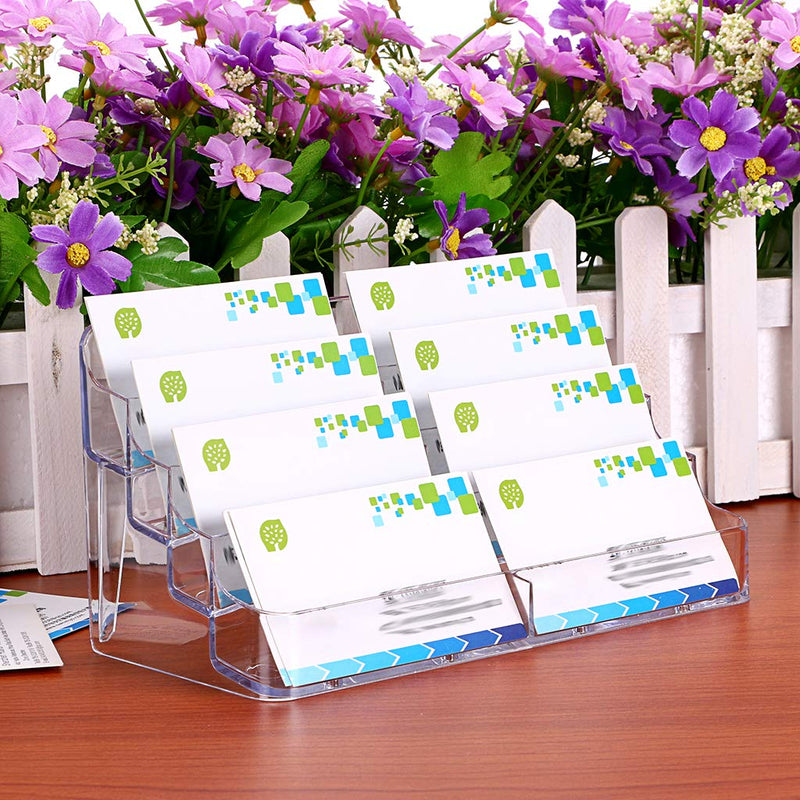 [Australia - AusPower] - Hipiwe 2pcs 8 Pockets Acrylic Business Card Holder Stand Clear Desktop Countertop Acrylic Index Card Filling Display Transparent 