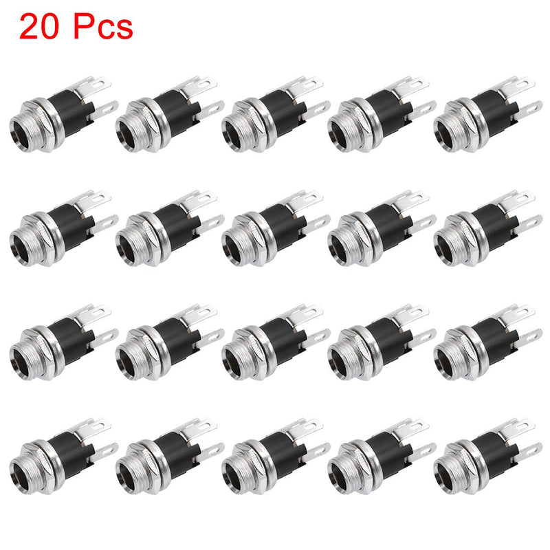 Uxcell 20pcs Pcb Mount Dc Connector Jack Power Audio Video Socket 3 Pin Female 5 5mm X 2 1mm