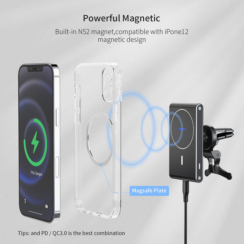 [Australia - AusPower] - Wireless Fast Car Charger Qi Magnetic Stand Vent Mobile Phone Charging Stand Free Apple 12 Series Mobile Phone Case for iPhone 12/12Pro /12Promax 