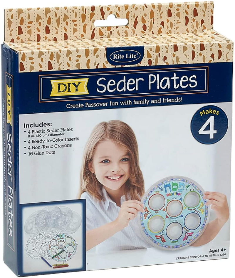 [Australia - AusPower] - Rite Lite Decorate Your Seder Plate Set of 4 - Passover Gifts for Kids, Kids Seder Plates, Passover DIY, DIY Seder Plate Kit for Passover! Pesach Crafts and Games for Kids 