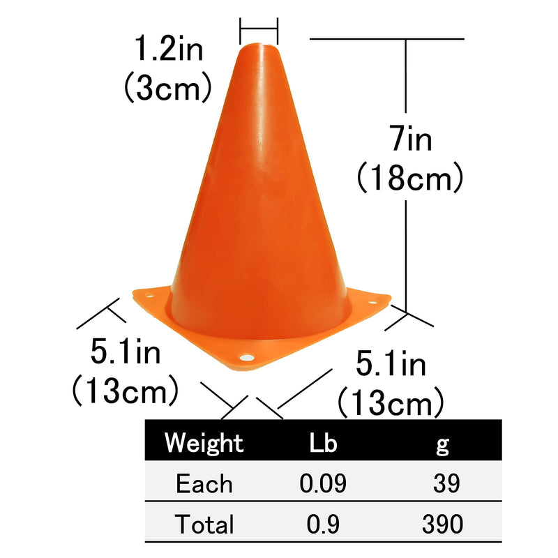 [Australia - AusPower] - WOWGEEK 7 Inch Plastic Sport Training Traffic Cone 10 Traffic Safety Cones Sign Sport Soccer Football Training Cones Orange 