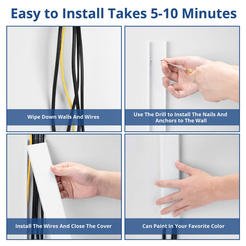 [Australia - AusPower] - YCLYC TV Cable Hider - 39" Long Cord Cover, Cord Organizer Wall TV Wire Hider, Large Capacity Black Cord Hider, Hide Cables Wall Mount TV,Wire Concealer Wire Hider - W2in*H0.7in L39in X-Large 