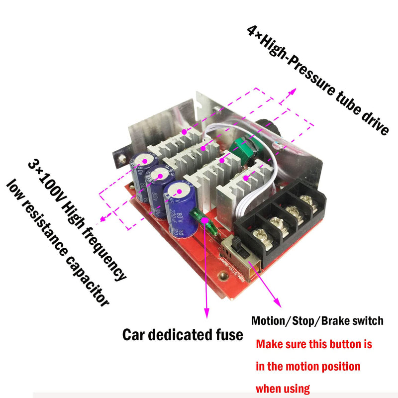 [Australia - AusPower] - Proshopping DC 7-70V 30A PWM Motor Speed Controller, 12V 24V 36V 48V Mini Control Switch, Adjustable Regulator with 30 Amp Fusefor - for Electric Motor, Brush Car, Generator, Fan, Powerwheels 