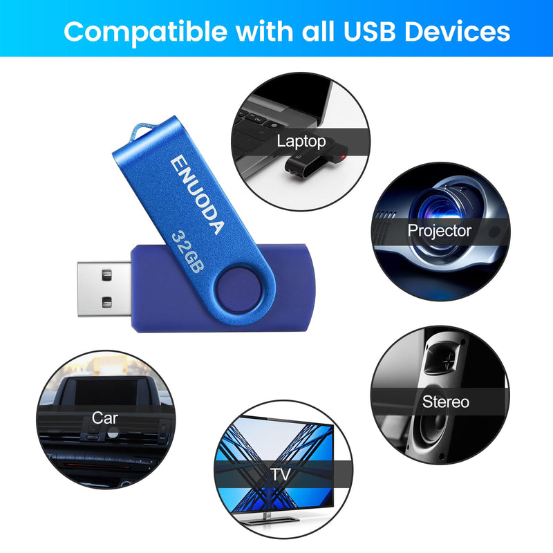 [Australia - AusPower] - 32GB USB Flash Drive 4 Pack ENUODA 32GB Thumb Drives USB 2.0 Memory Stick Jump Drive Pen Drive for Storage and Backup (Black Blue Yellow Red) 32GB-4PACK 
