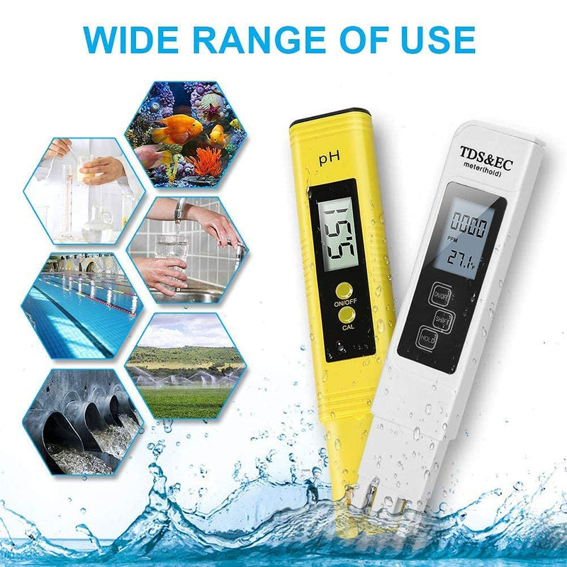 [Australia - AusPower] - BLANDSTRS PH Meter and TDS Meter Combo, Digital Water Quality Tester, 0~9990 PPM, EC and Temperature Measurement; 0.01 PH High Accuracy with 0-14 PH Measurement Range (Not Included Powder) 