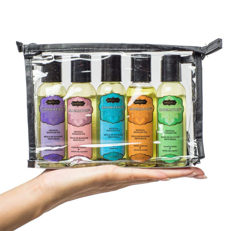 [Australia - AusPower] - Kama Sutra Massage Tranquility Kit Five Travel-Sized Massage Oils in Zippered Case 1 