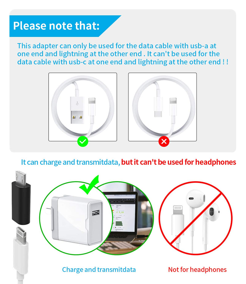 [Australia - AusPower] - 3-Pack,Micro USB to Lightning Adapter,Lightning Female to Microusb Male Adapter for Apple iPhone 5s 6 6s 7 8 Plus se2 x xr xs 11 12 Mini max pro Ipad Connector Converter Port 