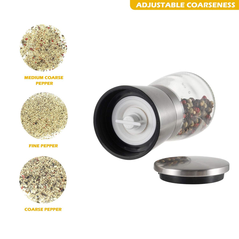 [Australia - AusPower] - Salt and Pepper Grinder Set - Adjustable Stainless Steel Spice Ceramic Grinders Mill Shaker for Kitchen Table - Stainless Steel color Stainless steel grinders 