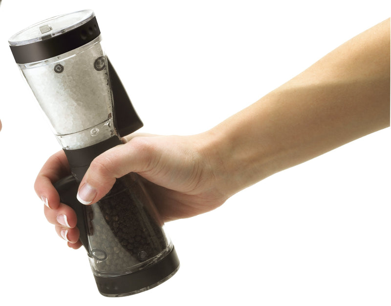 [Australia - AusPower] - KAMENSTEIN One-Handed 2-in-a-1 Dual Salt and Pepper Grinder-Adjustable and Refillable, 8-Inch, Black 