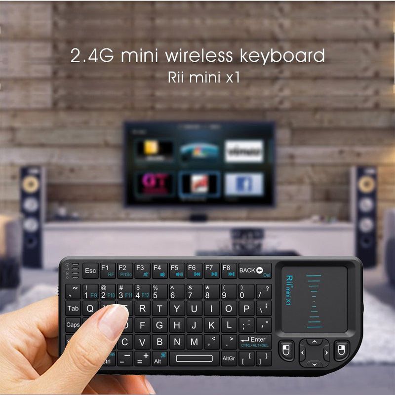 [Australia - AusPower] - Rii 2.4G Mini Wireless Keyboard with Touchpad Mouse,Lightweight Portable Wireless Keyboard Controller with USB Receiver Remote Control for Windows/ Mac/ Android/ PC/Tablets/ TV/Xbox/ PS3. X1-Black . 