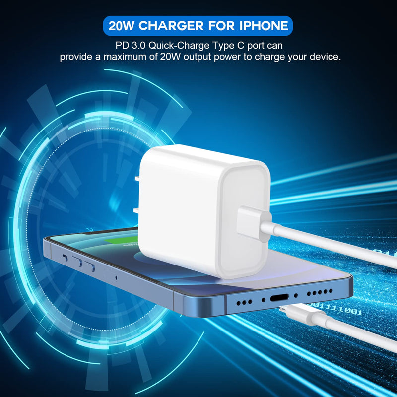 [Australia - AusPower] - iPhone 13 12 Fast Charger, USB C Fast Charger [Apple MFi Certified] 20W PD Type C Power Wall Charger Block with Lightning Fast Charging Cable Cord for iPhone 13 12 Pro Max Mini 11 Xs XR X 8 Plus iPad 