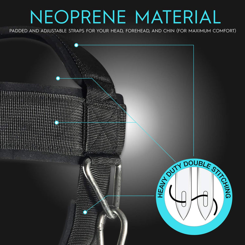 [Australia - AusPower] - VIKINGSTRENGTH Neck Harness Padded Strength Trainer- Premium Quality for Neck Curls and Training. Head Exerciser for Sports and Fitness, D Ring 