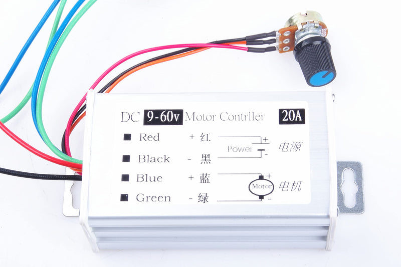 [Australia - AusPower] - KNACRO DC Motor Speed Controller Motor Driver Controls Module DC 9V-60V 12V 24V 36V 48V 60V Motor Pulse Width Modulator Regulator 20A 1200W PWM Monitor Dimmer Governor with Switch & Knob 20A +/- 